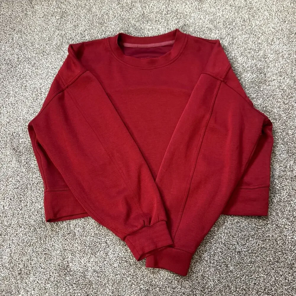 Lululemon Softstreme Perfectly Oversized Cropped Crewneck Pullover Size 6 Red